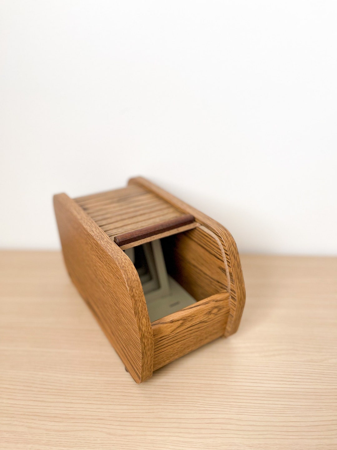 MCM Teak Wood Roll Top Storage Box/vintage Floppy Disc Box/mid Etsy