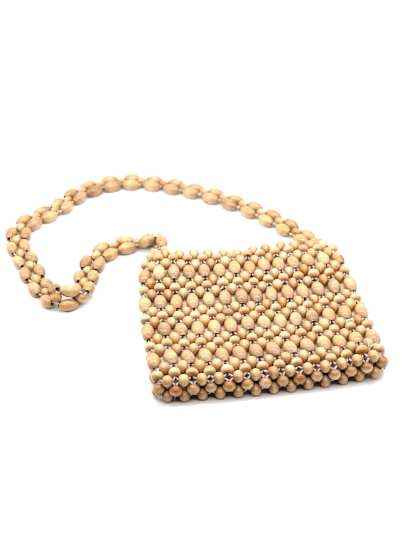 Vintage Wood Beaded Purse/Small Crossbody Beaded H