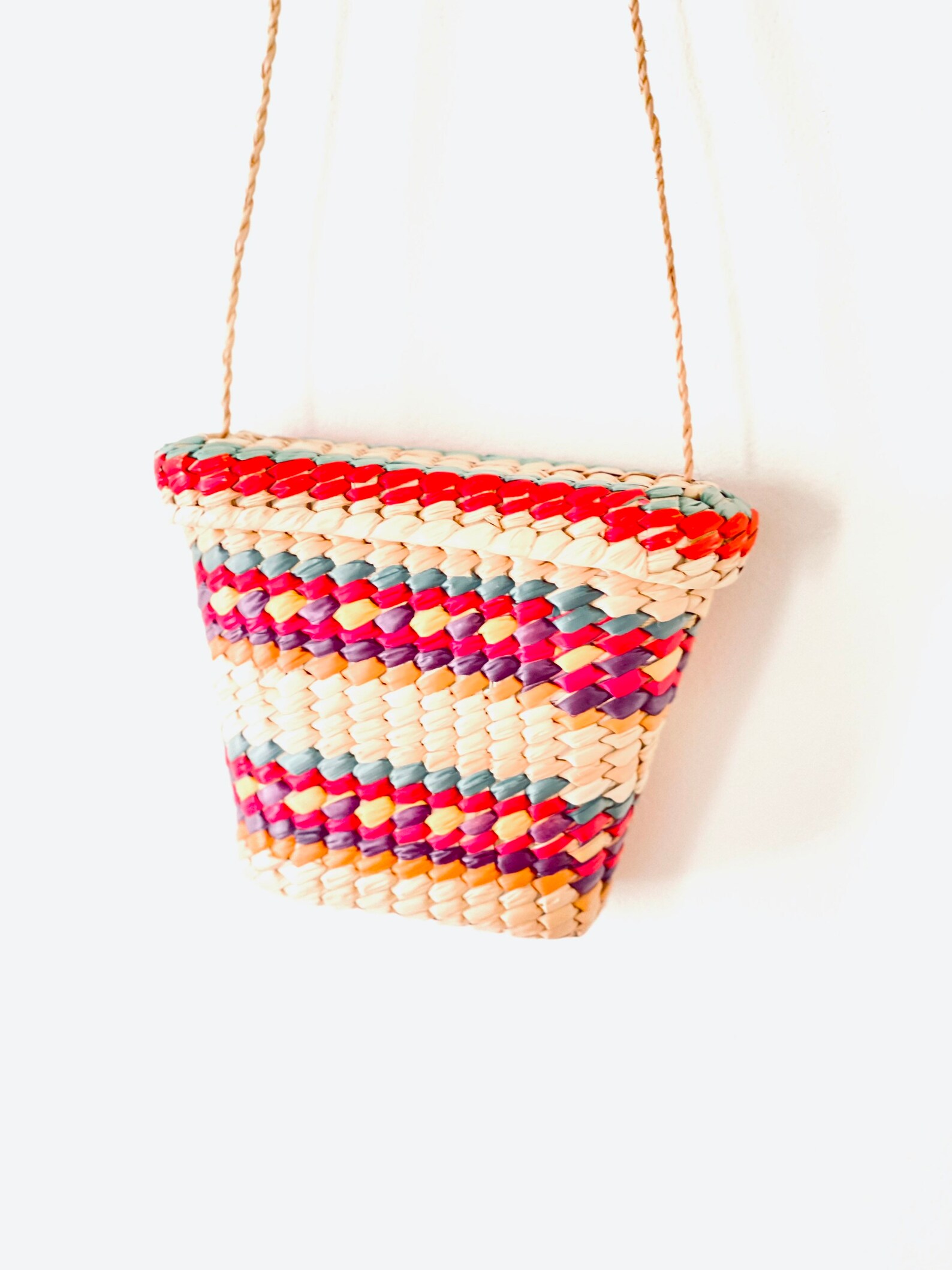 Vintage Bunte Gewebte Handtasche/Rattan Handtasche/Gewebte | Etsy