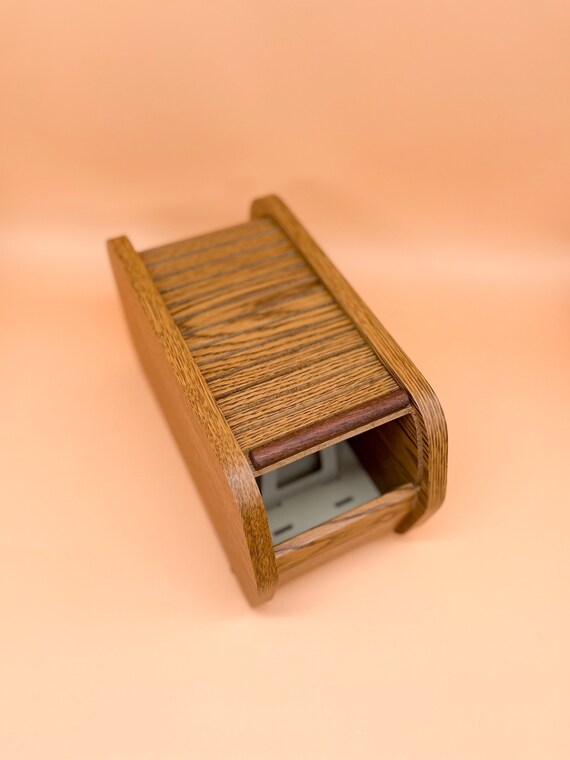 MCM Teak Wood Roll Top Storage Box/vintage Floppy Disc Box/mid Etsy
