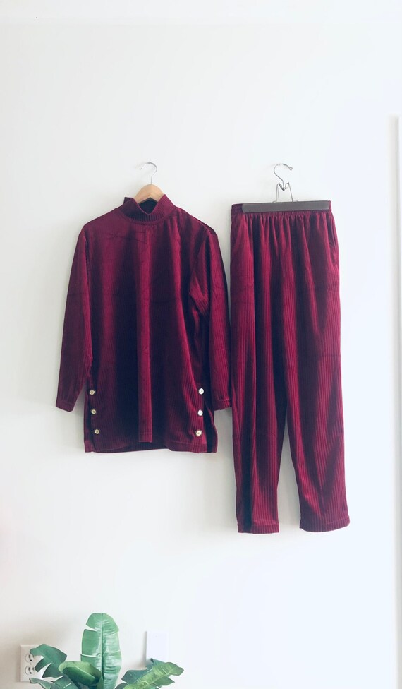 Vintage Diane Von Furstenberg Maroon Pant Suit, Si