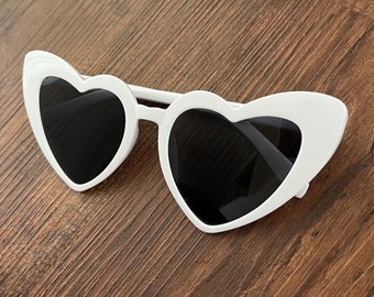 White bride hens party love heart sunglasses