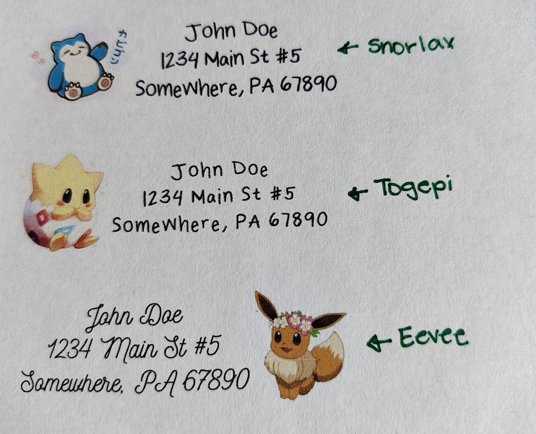 Pokemon Return Address Labels - Etsy