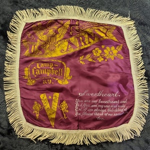 WWII Military Memorabilia U.S. Army Sweetheart Pillow Case