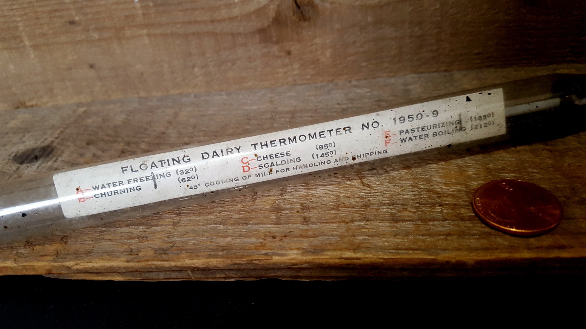 Vintage Floating Dairy Thermometer, 1930s, Original Box, Testrite  Instrument Co., New York, Cheese Making, Fahrenheit, Antique Farm Tools 