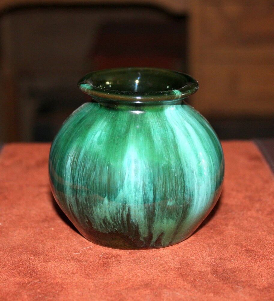 Blue Mountain Pottery Vase BMP Small Vase Green Drip Glaze Etsy