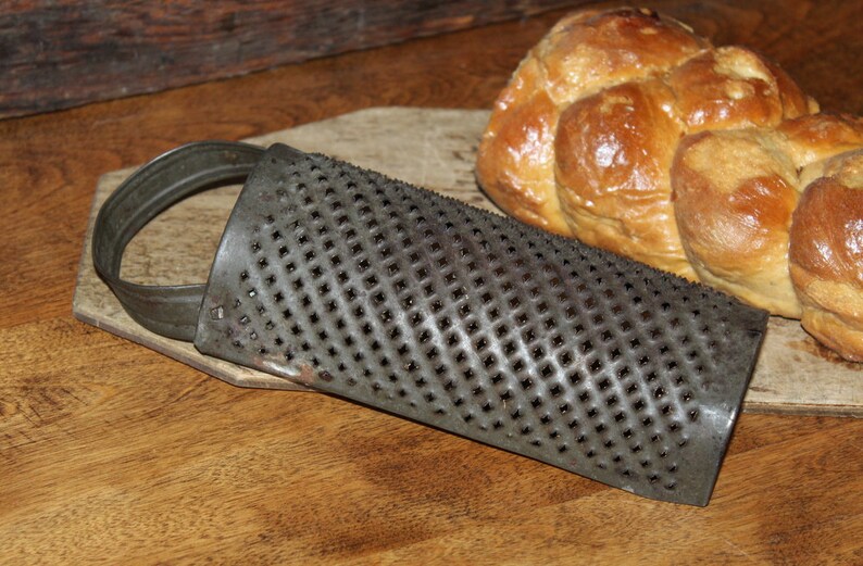 Vintage Tin Half Round Grater Antique Primitive Image 0