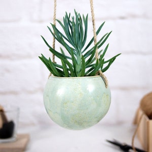Boho hanging planter indoor outdoor use pottery planter pot for succulent and cactus boho home decor home decor gift image 1