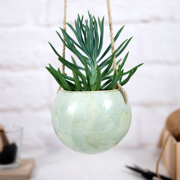 Boho hanging planter indoor outdoor use | pottery planter pot for succulent and cactus | boho home decor | home decor gift