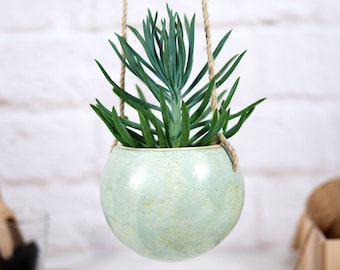 Boho hanging planter indoor outdoor use | pottery planter pot for succulent and cactus | boho home decor | home decor gift