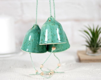 Bohemian wall decor ceramic bells | ceramic wind chime bells | hanging bells | garden patio decor | boho home decor | garden gift