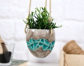Ceramic hanging planter ceramic plant hanger modern plant holder hanging pot for cactus, succulent, air plant gardening gift