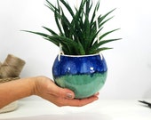 Turquoise and blue ceramic hanging planter handmade boho wall decor succulent cactus planter cactus planter plant lover gift