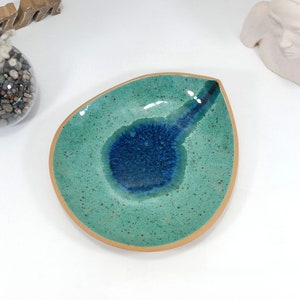 Turquoise Ceramic Trinket Bowl: Handmade Jewelry Holder, Soap Dish