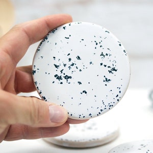 Handmade Ceramic Coaster Set: Mandala Pattern, Modern Kitchen Decor