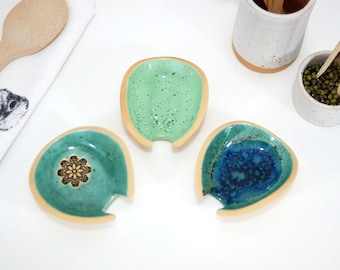 Handmade Ceramic Spoon Rest: Colorful Pottery Kitchen Decor