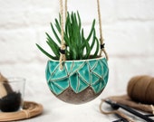 Modern hanging planter pottery ceramic planter with jute cord indoor outdoor succulent pot air planter housewarming gift