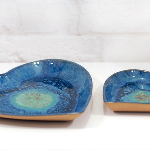 Set of 2 rustic deep blue ceramic heart bowls rustic home decor for kitchen, bedroom or bathroom beautiful gift for mothers day image 6