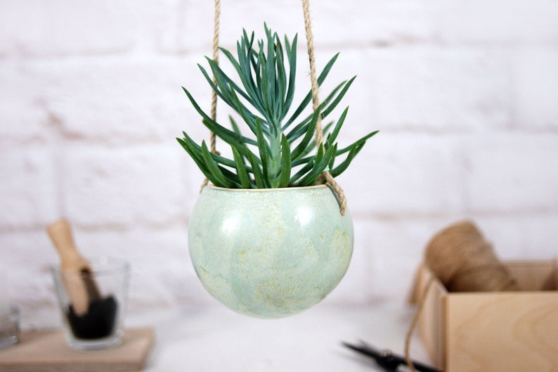 Boho hanging planter indoor outdoor use pottery planter pot for succulent and cactus boho home decor home decor gift image 1