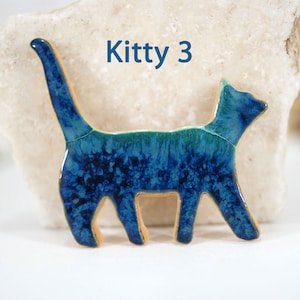 Cute cat fridge magnet, refrigerator magnet, ceramic magnet, turquoise blue cat magnet, ceramic cat, kitchen magnet, cat lover gift image 7