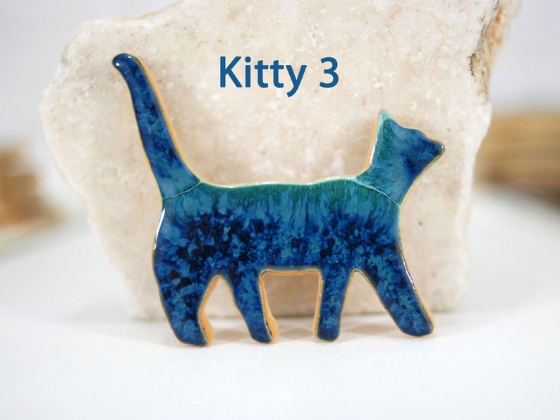 Cute cat fridge magnet, refrigerator magnet, ceramic magnet, turquoise blue cat magnet, ceramic cat, kitchen magnet, cat lover gift image 7