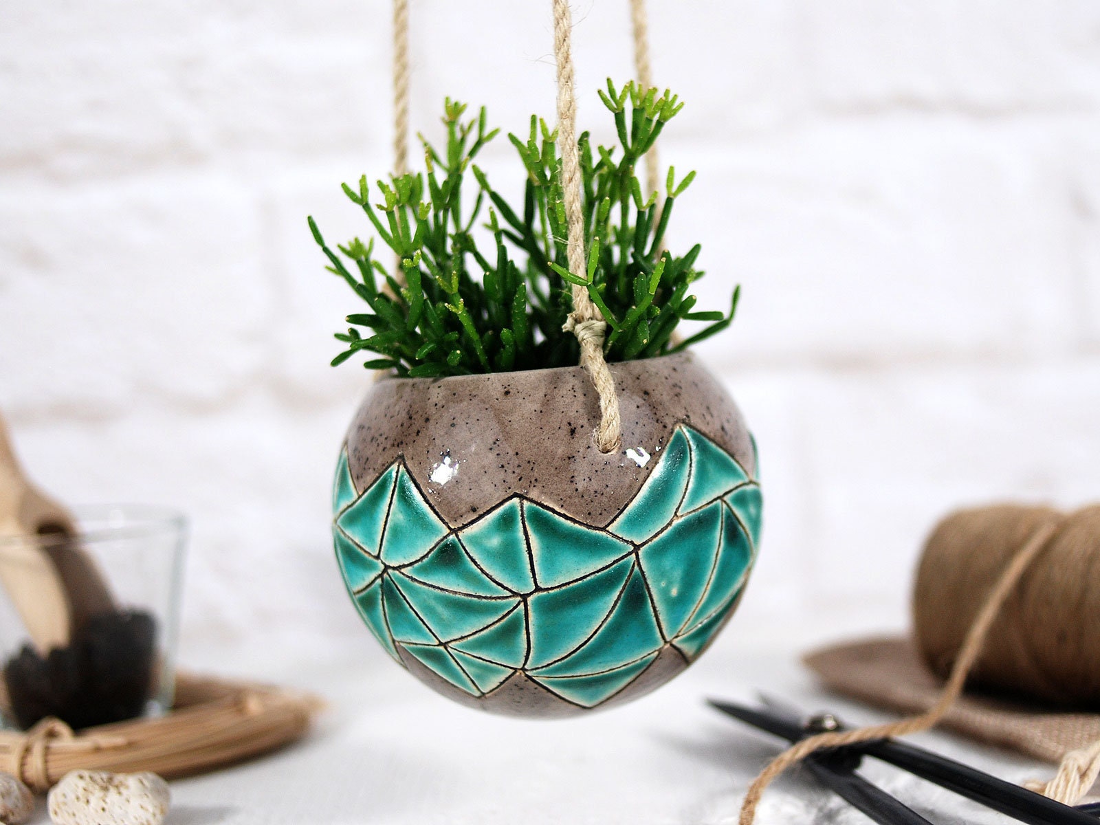 Ceramic hanging planter indoor / handmade ceramic hanging