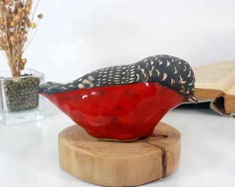 Handmade ceramic bird figurine | decorative bird figurine | ceramic sculpture | bird home decor | shelf or table decor | bird lover gift