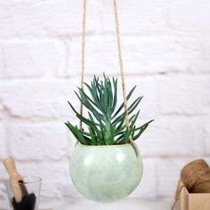 Boho hanging planter indoor outdoor use pottery planter pot for succulent and cactus boho home decor home decor gift image 9