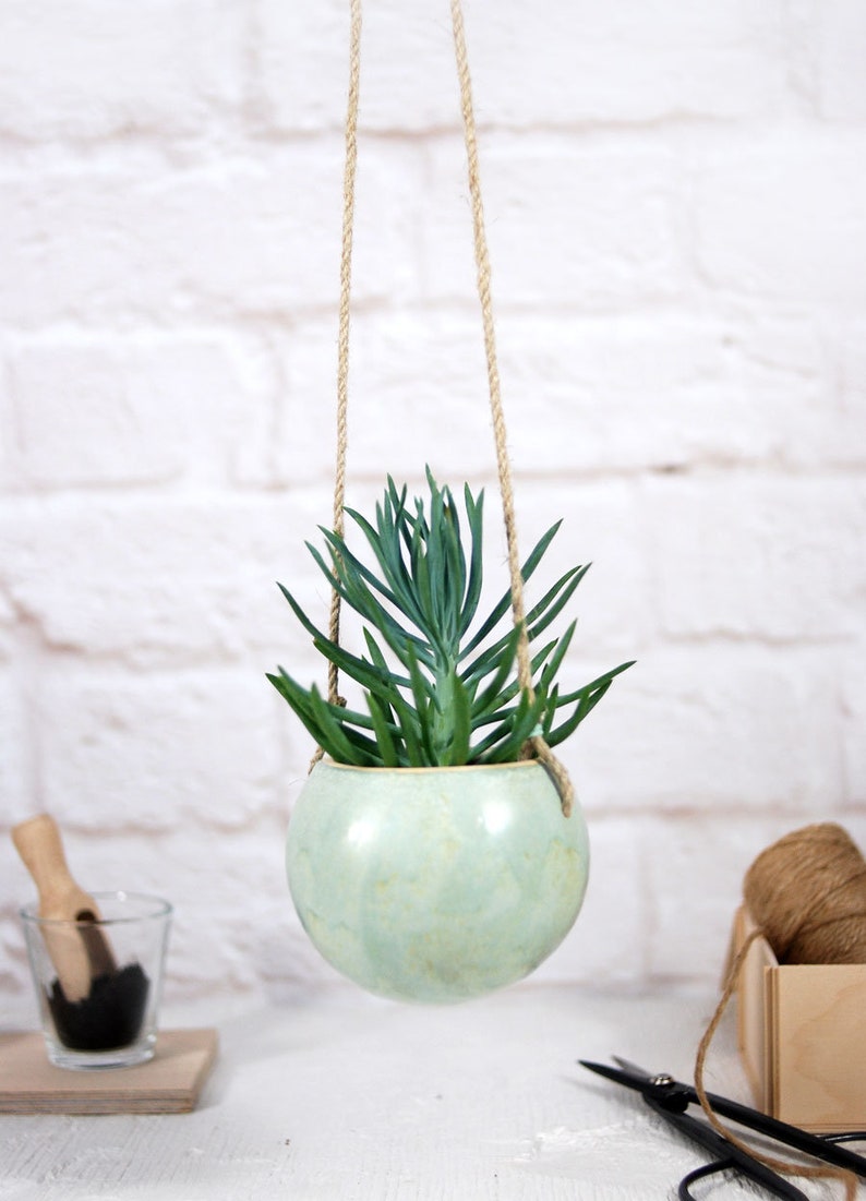 Boho hanging planter indoor outdoor use pottery planter pot for succulent and cactus boho home decor home decor gift image 9