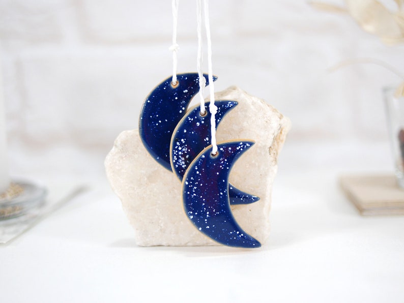 Set of 3 wall hanging crescent moon ceramic handmade moon Etsy