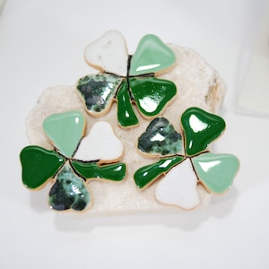 Ceramic fridge magnet // four leaf clover and tree magnet good luck magnet good luck gift refrigerator magnet kitchen magnet image 3