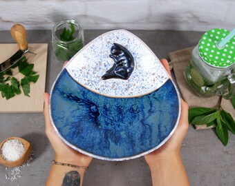 Ceramic bowl, serving bowl, serving dish, handmade bowl, ceramic dish, pottery bowl, kitchen bowl, decorative bowl, ceramic ware, cat gift