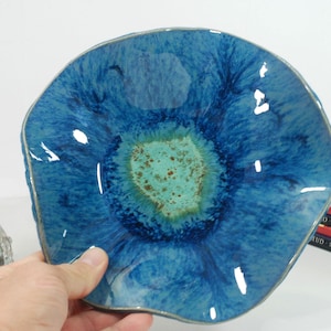 Ciotola in ceramica turchese / Cestino in ceramica fatto a mano / Piatto da portata / Regalo di inaugurazione della casa