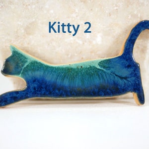 Cute cat fridge magnet, refrigerator magnet, ceramic magnet, turquoise blue cat magnet, ceramic cat, kitchen magnet, cat lover gift image 6