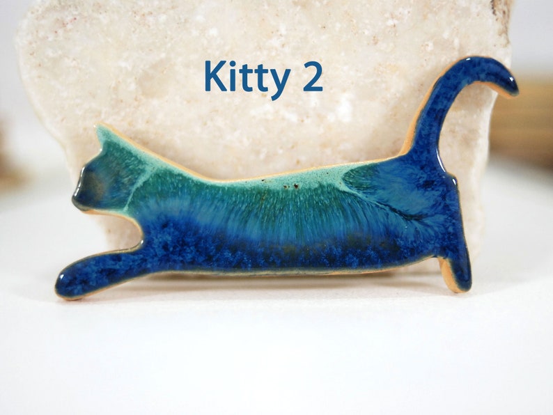 Cute cat fridge magnet, refrigerator magnet, ceramic magnet, turquoise blue cat magnet, ceramic cat, kitchen magnet, cat lover gift image 6