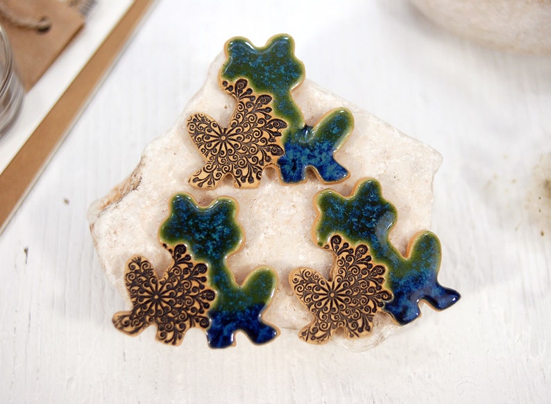 Blue - Fish Original Blue Pottery Ceramic Fridge Magnet 25