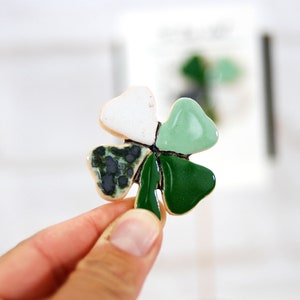 Ceramic fridge magnet // four leaf clover and tree magnet good luck magnet good luck gift refrigerator magnet kitchen magnet image 5