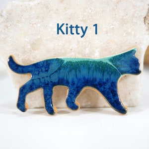 Cute cat fridge magnet, refrigerator magnet, ceramic magnet, turquoise blue cat magnet, ceramic cat, kitchen magnet, cat lover gift image 5