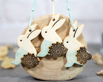 Ceramic easter tree decor | easter bunny decor | ceramic hanging ornaments | easter home decor | wall hanging decor | handmade ornaments