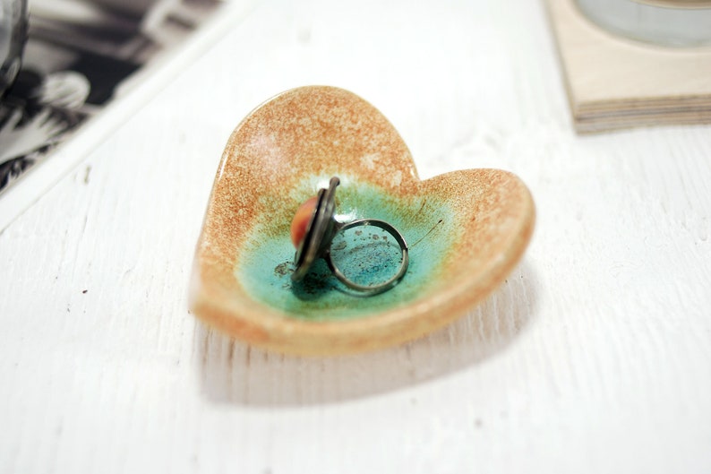 ring holder red heart pottery bowl tea bag holder Small ceramic dish ceramic jewelry bowl candle holder gift for mom gift for her