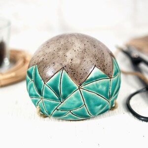 Small turquoise ceramic hanging planter wall hanging planter indoor planter pot succulent planter cactus planter boho wall decor image 6