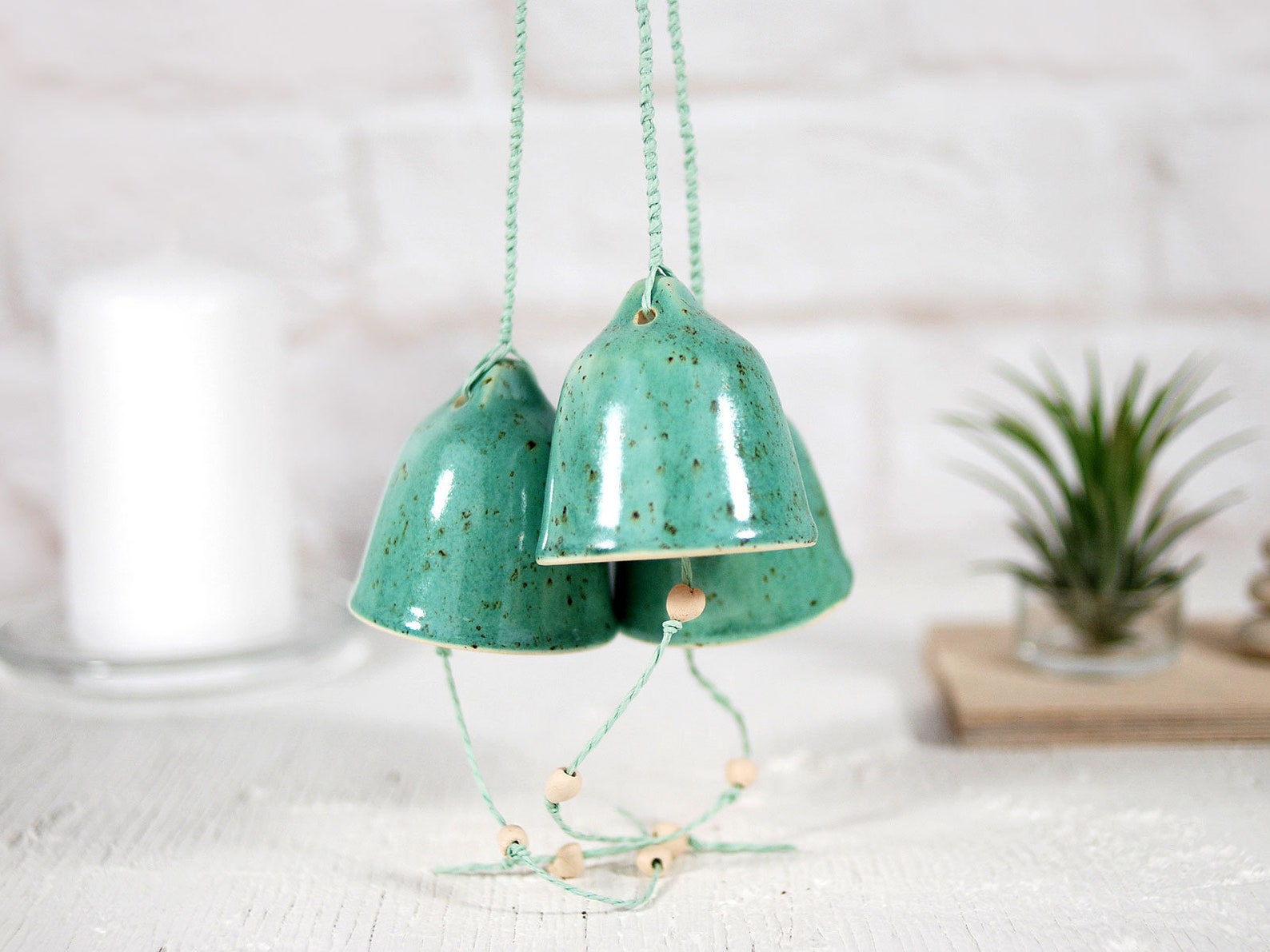 Set of 3 Ceramic Hanging Bell // Handmade Wind Chime Bell Etsy