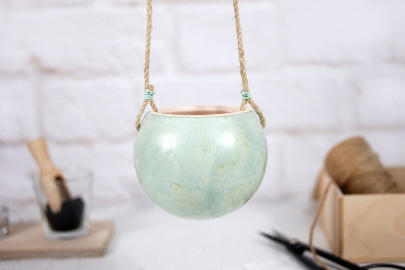 Boho hanging planter indoor outdoor use pottery planter pot for succulent and cactus boho home decor home decor gift image 6