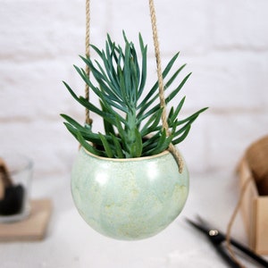 Boho hanging planter indoor outdoor use pottery planter pot for succulent and cactus boho home decor home decor gift image 2