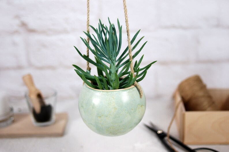 Boho hanging planter indoor outdoor use pottery planter pot for succulent and cactus boho home decor home decor gift image 2