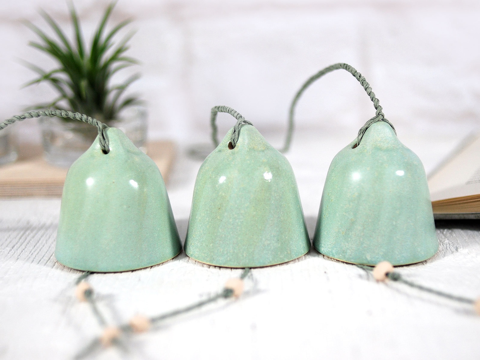 Set of 3 Ceramic Hanging Bell // Handmade Wind Chime Bell Etsy