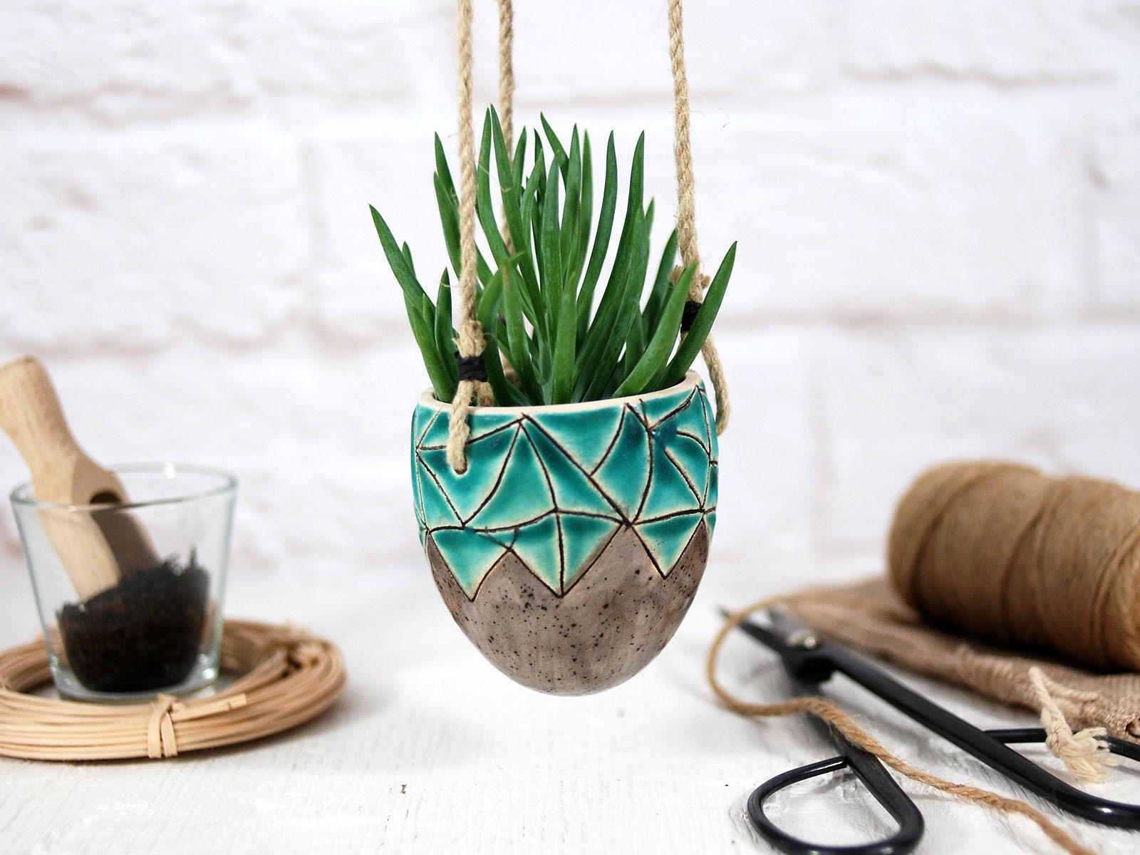Ceramic Handpainted Hanging Planter // Ceramic Plant Hanger Etsy