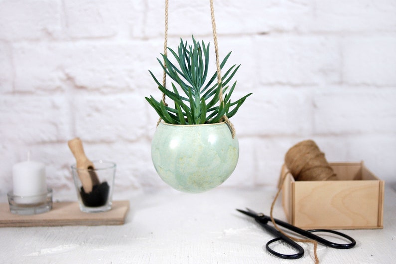 Boho hanging planter indoor outdoor use pottery planter pot for succulent and cactus boho home decor home decor gift image 8