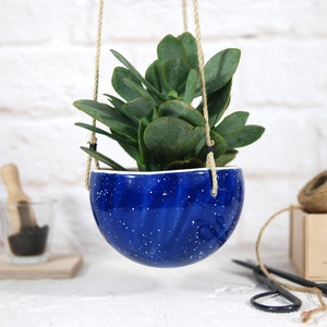 Blue speckled ceramic hanging planter wall planter hanging planter pot modern planter scandinavian decor planter lover gift image 4