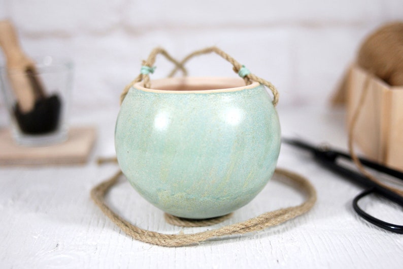 Boho hanging planter indoor outdoor use pottery planter pot for succulent and cactus boho home decor home decor gift image 3